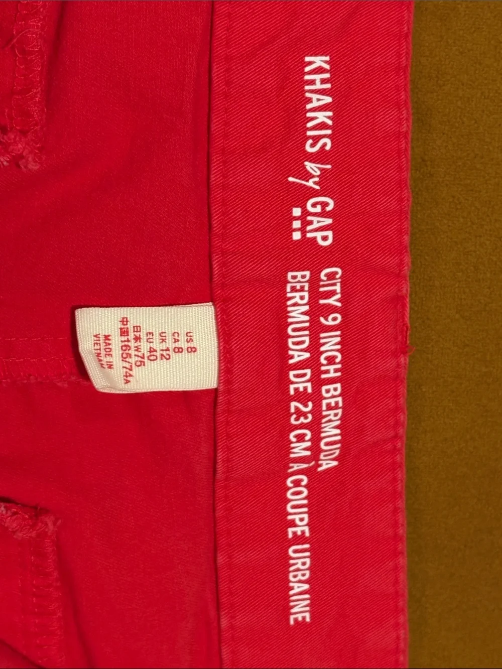 GAP Womens Red 9” Bermuda Shorts